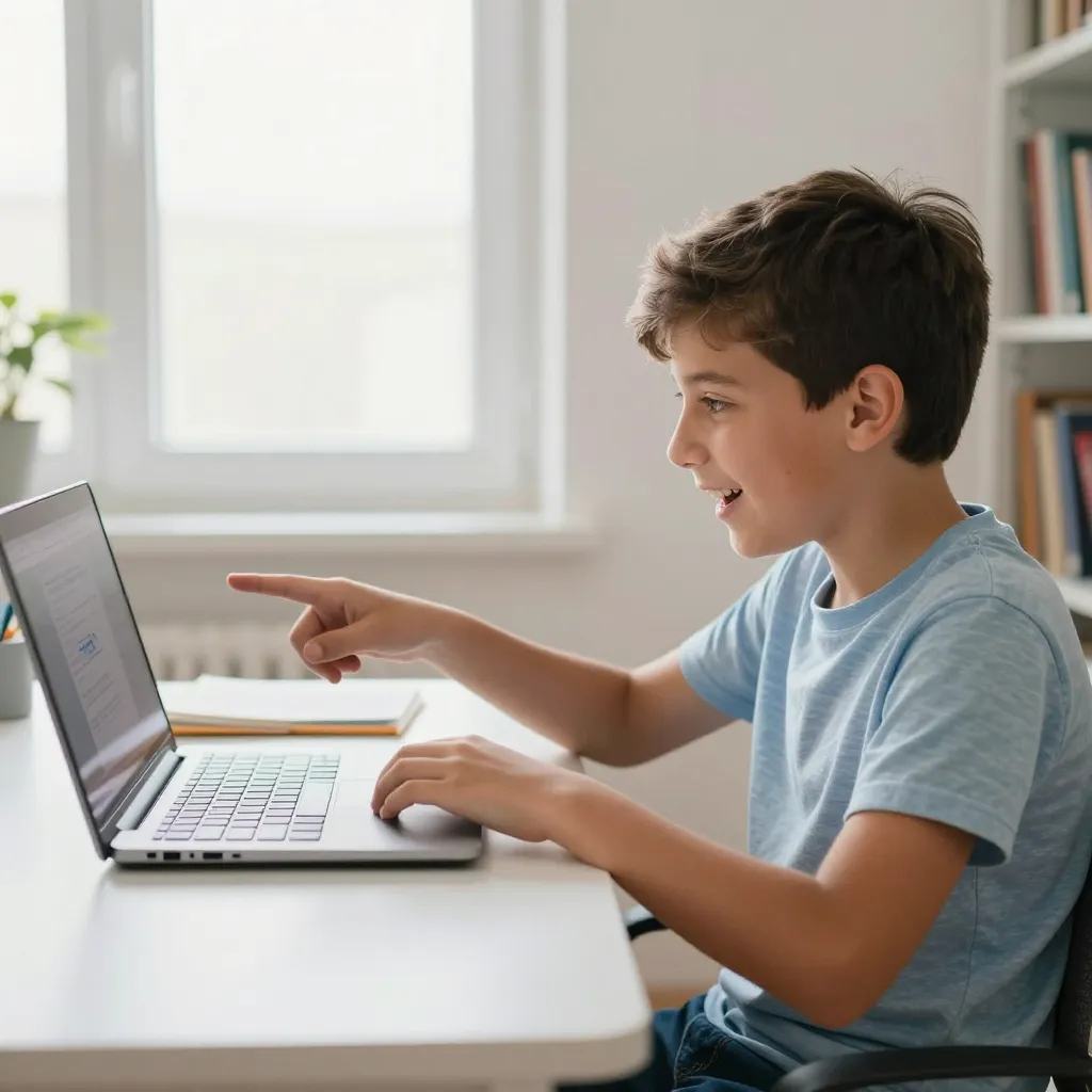 Child actively creating with AI